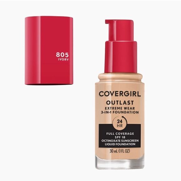 NEW … COVERGIRL OUTLAST Extreme Wear 3 In 1 “IVORY” Foundation - Picture 1 of 6